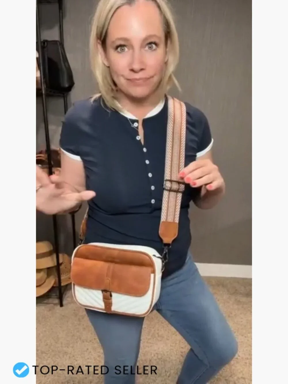 Quilted Vegan Leather Crossbody Purse with RFID Card Slots Adjustable Wide Strap